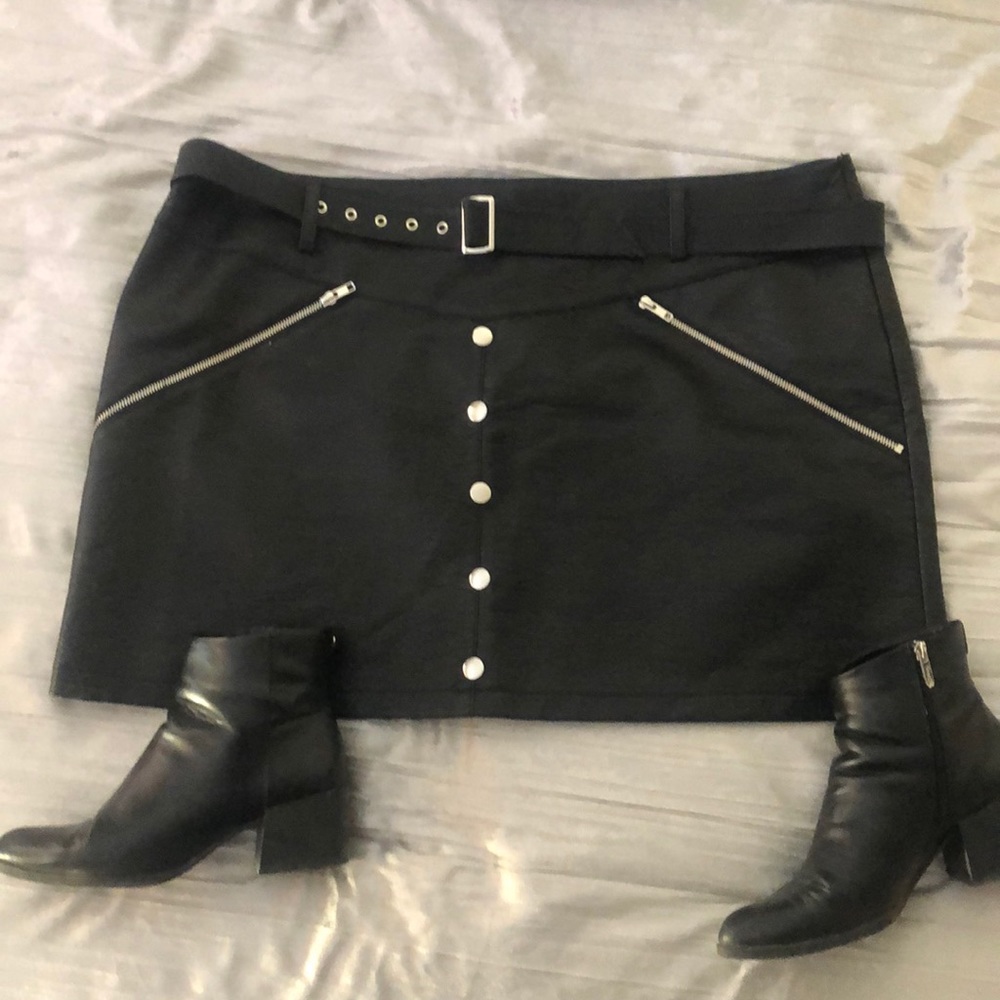 ASOS faux leather belted skirt